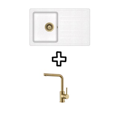 AQUASANITA Set sudoper Notus SQ101W i slavina Zora PVD, Alba/zlato