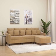 Trosjed s tabureom 180 cm baršunasti, smeđa