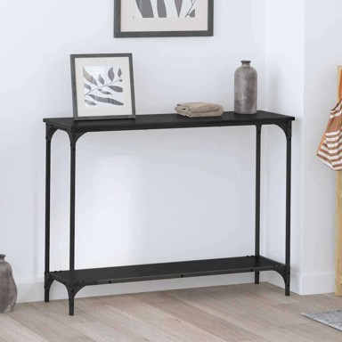 Konzolna stolica s policom 101 x 30.5 x 75 cm, crni hrast