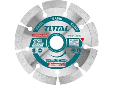 TOTAL Dijamantna rezna ploča TAC2111253, segmentirana, suho i mokro rezanje, 125x22.2 mm