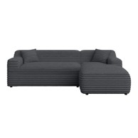 ROPEZ Tamno siva kutna garnitura od samta (s desnim kutom/s ležaljkom) Martin, 256x160x76 cm