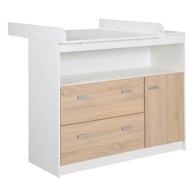 ROBA Bijela/u prirodnoj boji niska dječja komoda u dekoru hrasta s promjenjivim stolom 117x98 cm Gabriella 