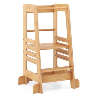 COSTWAY Montessori kuhinjski stalak, sigurnosna ograda, prirodni