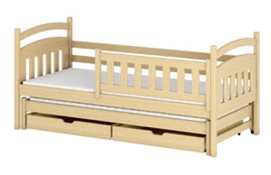 Drveni dječji krevet Galaxy s dodatnim krevetom i ladicom, 200 x 90 cm, svijetlo drvo