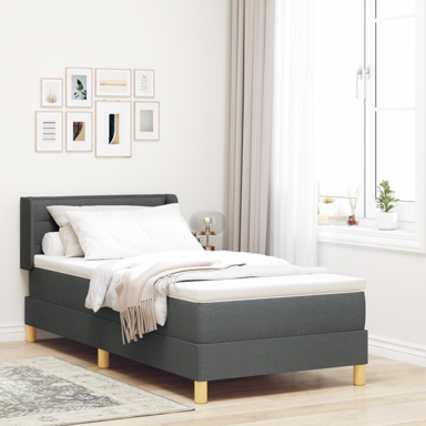 Box Spring krevet s madracem, tamnosivi, 100x200 cm