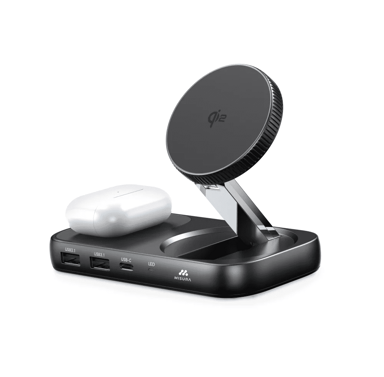 MISURA Bežični punjač MH14 2-u-1, sklopivi, integrirani USB-C hub s 6 priključaka