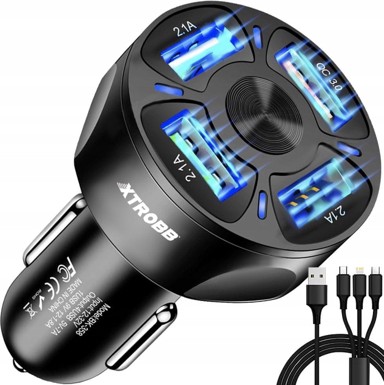 MALATEC Auto punjač, 12–32 V, 4× USB, 3 A, brzo punjenje, s kabelom