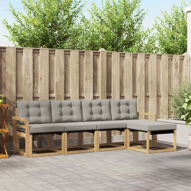 Set vanjskih sofa s jastukom 5 kom, bijela i svjetlosiva