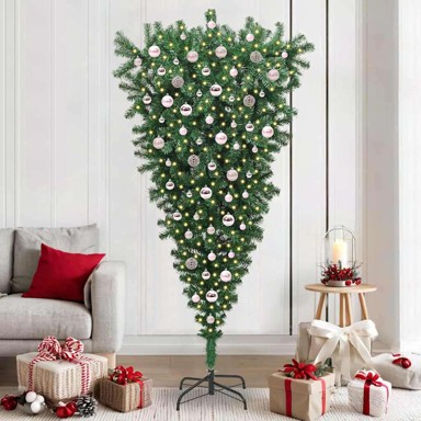 Božićno drvce umjetno s kuglicama zeleno 210 cm PVC