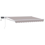 Ručna izvlačivna tenda s LED diodama, 3 x 2,5 m, svjetlosiva, bijeli okvir