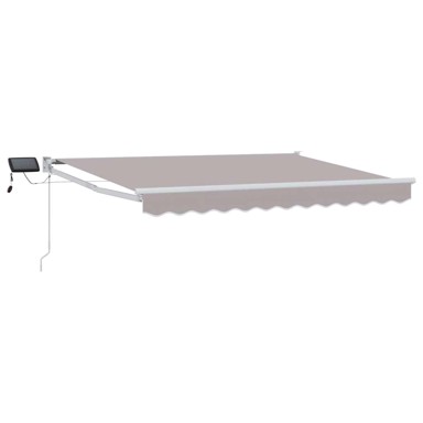 Ručna izvlačivna tenda s LED diodama, 3 x 2,5 m, svjetlosiva, bijeli okvir