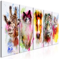 Slika Watercolour Animals (iz pet dijelova) Narrow 200x80