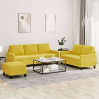 Set sofa 3-dijelni s jastučićima i tabureom, žuta