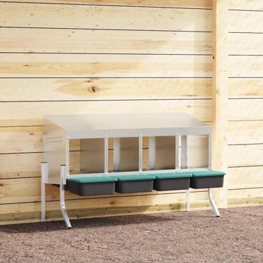 Gnijezdo za kokoši, 4 odjeljka, s nogama, pocinčani čelik, 110 x 50 x 63/68 cm