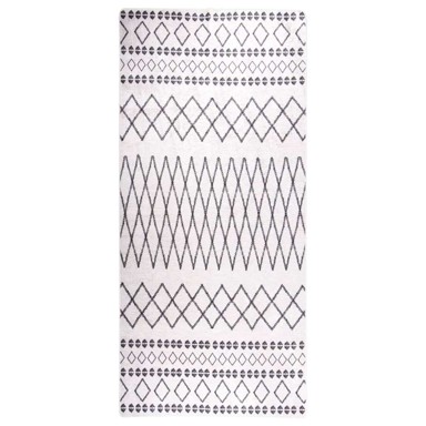 Perivi tepih, dimenzije 80 × 300 cm, protuklizni, crno-bijela