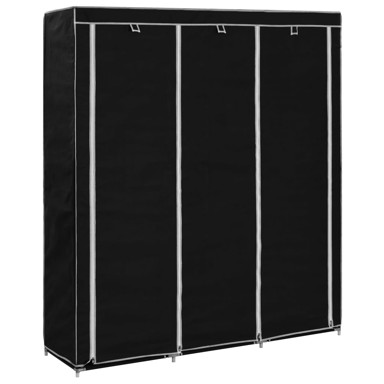Ormar s pretincima i šipkama 150x45x175 cm, tkanina, crni