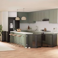 Vrata za pse s vratašcima 12 panela sklopiva 960 cm drvo topole 80 x 90 x 2 cm, crna