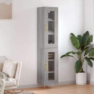 Visoka komoda siva sonome 34 5x34x180 cm od konstruiranog drva , 1 staklena vrata