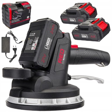 RED TECHNIC Vibracijska ploča za polaganje keramike 21V, vakuumsko prianjanje, 180 mm, 2x2Ah