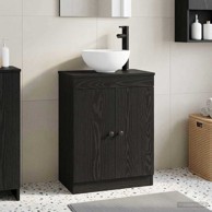 Kupaonski umivaonik sa sudoperom, crni, 54 x 35 x 83 cm