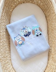 MY SWEET BABY Flis dekica za bebe Bigi Zibi & Adele Owls, svijetloplava