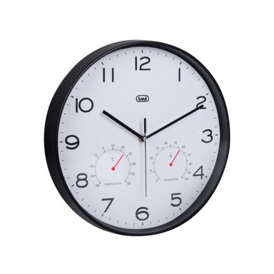TREVI Zidni sat, termometar, hidrometar, 30cm, analogni, crni 0M3510T