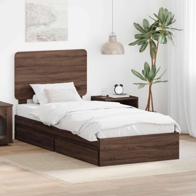 Okvir za krevet 75 x 190 cm, konstruirano drvo, smeđi hrast