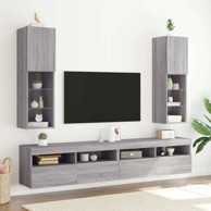 TV ormarić, 30.5 x 30 x 102 cm, s LED svjetlima, sivi hrast sonoma