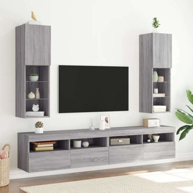 TV ormarić, 30.5 x 30 x 102 cm, s LED svjetlima, sivi hrast sonoma