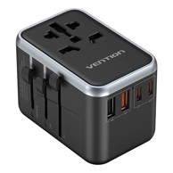 VENTION GaN univerzalni putni adapter FJFB0 2x USB-C + 2x USB-A 65W, crni