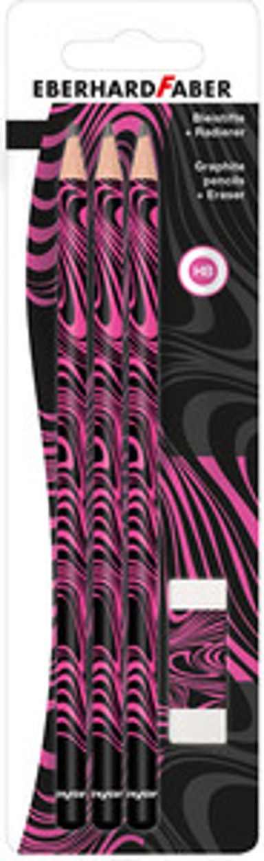 EBERHARD FABER Set grafitnih olovaka Winner, HB, gumica, neon roza, 4 kom