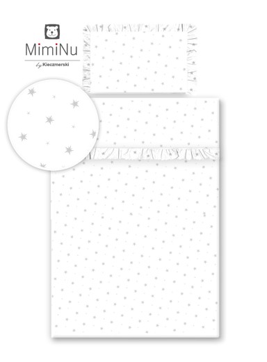 MIMINU Posteljina, 2 djelna, bijela sa sivim zvjezdicama