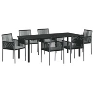 Set od 4 Crna poli ratan 54x60.5x83.5 cm izdržljivo, crna