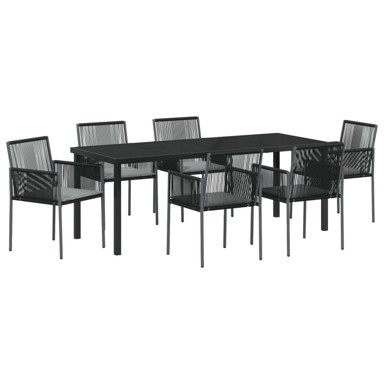 Set od 4 Crna poli ratan 54x60.5x83.5 cm izdržljivo, crna