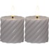 STAR TRADING Set od 2 sive voštane LED svijeće Flamme Swirl, visina 7,5 cm
