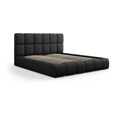 MICADONI HOME Bračni krevet tapecirani s prostorom za pohranu s podnicom, Bellis 160x200 cm, crni