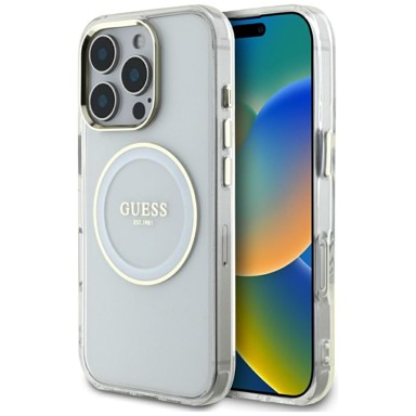 GUESS Futrola IML Metal Circle, za iPhone 16 Pro, MagSafe, Classic Logo