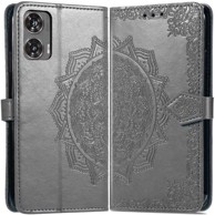 Preklopna maskica za Motorola Moto G85, mandala, siva