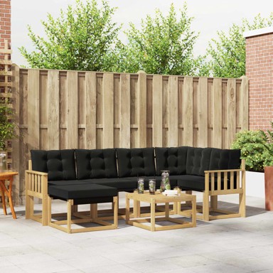 Set vanjskih sofa 7-dijelni s jastukom, bijela/crna