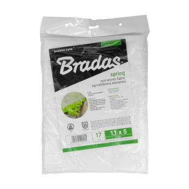 BRADAS Proljetni agrotekstil 17 g 1,1 x 5 m, vrtni netkani pokrov za biljke, povrće i cvijeće, zaštita od hladnog vjetra AWW1711005, bijeli