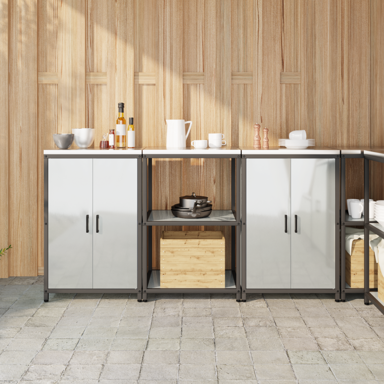 Kuhinjski set za pohranu 3 pcs, 180x50x92 cm, srebrna