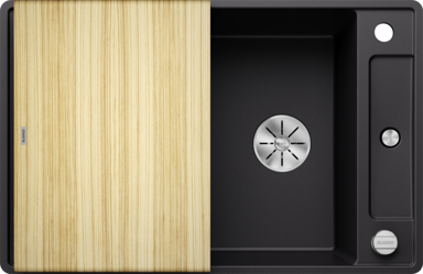 BLANCO Sudoper Axia III 45 S-F InFino, Silgranit, daska drvo, crna