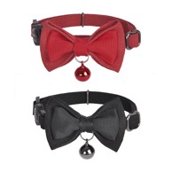 DOGNESS Set ogrlica za mačke, 2 kom, Genuine Leather Red / Fiber Black
