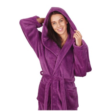 DECOKING Ljubičasti uniseks ogrtač od mikrovlakna Robby, veličina XS