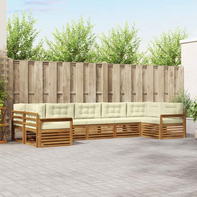 Set sofa, 7 kom, čvrsto drvo akacije, prirodna i krem