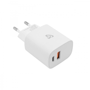 SBOX Brzi zidni punjač, USB-A/USB-C, HC-45, 2 utora, 45W GAN, bijeli