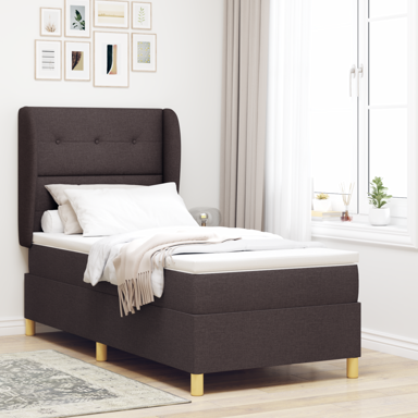 Box Spring krevet s madracem, tamnosmeđi, 100x200 cm