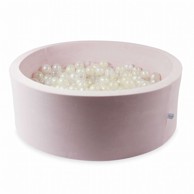 MIMII Suhi bazen 110 x 40 Velvet Soft svijetlo ružičaste boje s 500 kuglica, prozirne, biserne, opalescentne