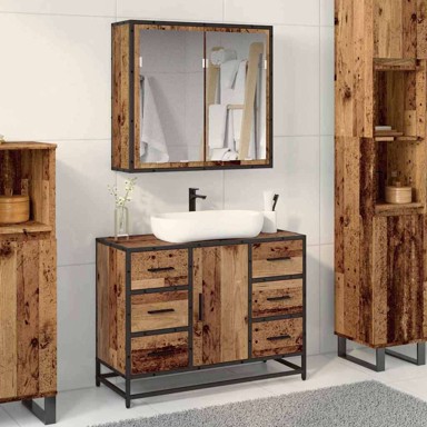 Set namještaja za kupaonicu, 2 komada, staro drvo, 80 x 33 x 60 cm