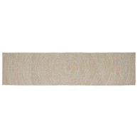 Tepih, dimenzije 60 × 400 cm, juta, prirodna i bijela